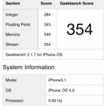 Geek Bench iPhone 4 met iOS 4