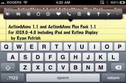 Action Menu ondersteunt iOS 4