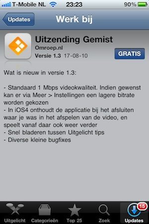 uitzending gemist update