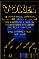 Voxel app introductiescherm