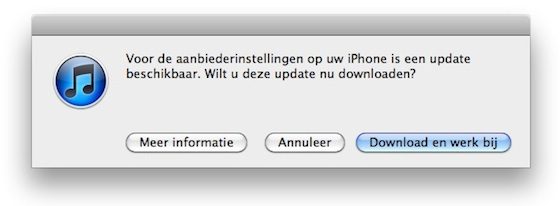 aanbiederinstellingen update vodafone