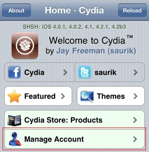Cydia: Manage Account