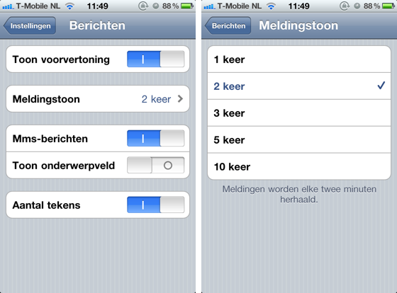Meldingstoon Berichten: iOS 4.3