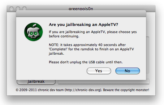 Greenpois0n jailbreak Apple TV