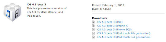 iOS 4.3 beta 3