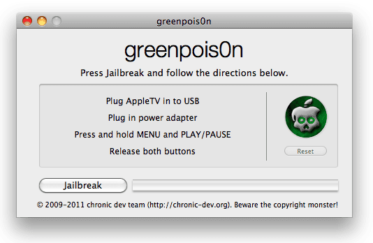 Jailbreak 2e generatie Apple TV met greenpois0n RC6
