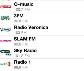 app Frequenties toont van radiozenders