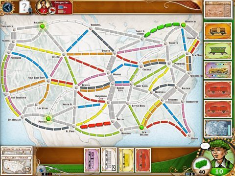 Ticket to Ride USA kaart voor iPad