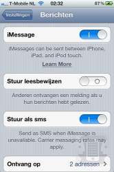 iOS 5 Uitgelicht iMessage aan of uit