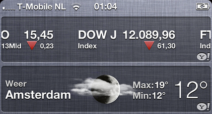 Weer- en Aandelen-widget in iOS 5 via berichtencentrum