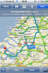 Google Maps route plannen live verkeersinformatie op iOS 5