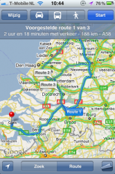 Google Maps route plannen live verkeersinformatie op iOS 5