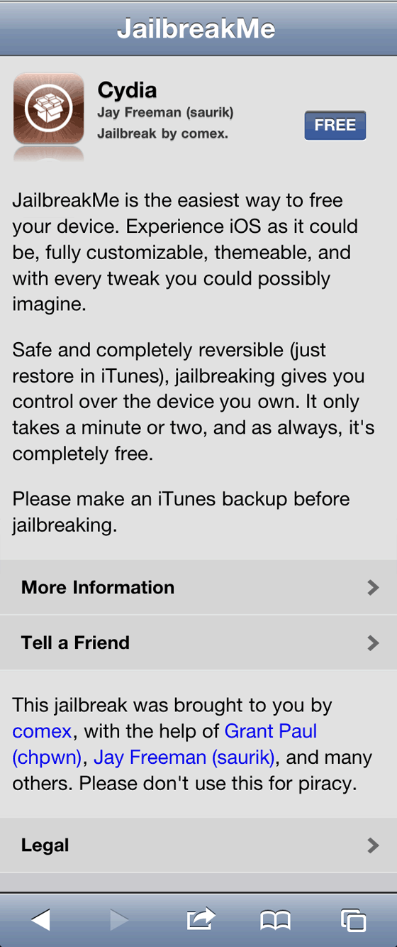 JailbreakMe.com op de iPhone 4