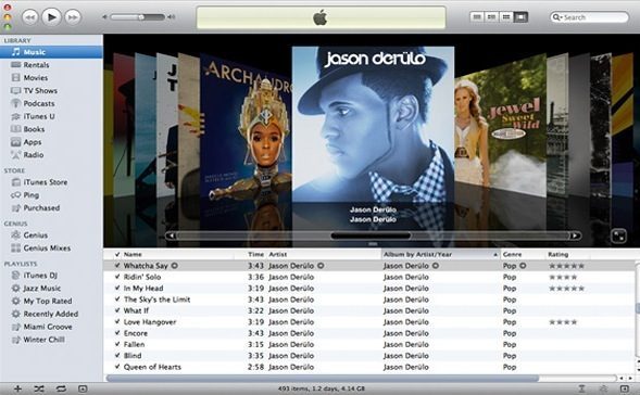 De huidige interface van iTunes 10