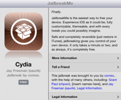 JailbreakMe.com: installeer Cydia