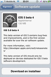 Over the air-update iOS 5 beta 4