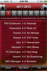 Eredivisie Voetbal eindstanden vorige ronde