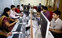 Zwoegende programmeurs in India