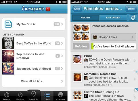 Foursquare Lists