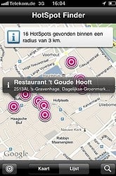 T-Mobile HotSpot Finder iPhone kaart