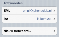 Trefwoorden iOS 5