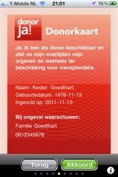 DonorApp iPhone Donorkaart