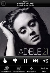 Jango Radio iPhone Adele playing