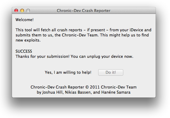Chronic Dev Crash Reporter