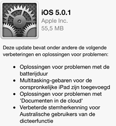 iOS 5.0.1 nieuwe firmware OTA update