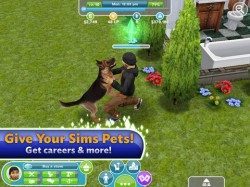 The Sims FreePlay knuffelen met hond iPad