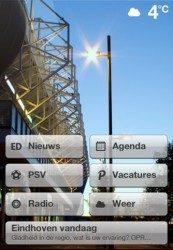 Eindhoven eigen iPhone-app hoofdmenu