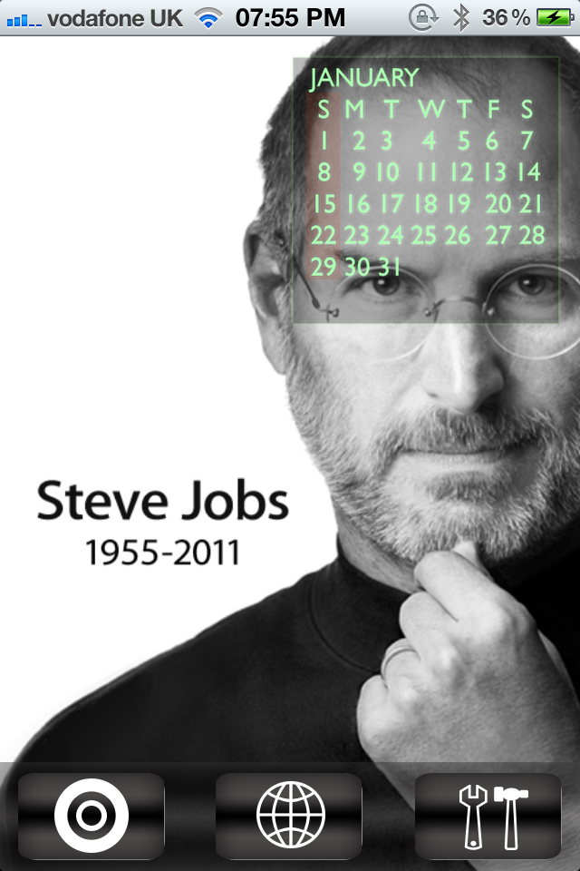 Steve Jobsherdenkingskalender Tribute Calendar in de Cydia Store