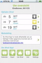 DeAfvalApp wanneer afval opgehaald