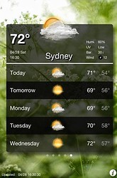 Wea+ weerbericht Sydney op iPhone