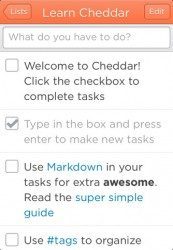 Cheddar takenlijst iPhone screenshot