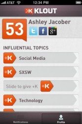 Klout K toekennen iPhone