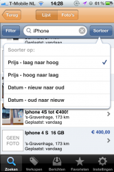Het sorteren van zoekresultaten in de Marktplaats-app