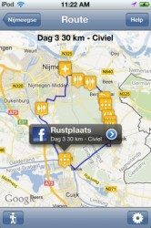 Nijmeegse 4Daagse iPhone-app toont route