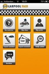 Carpooltaxi hoofdmenu