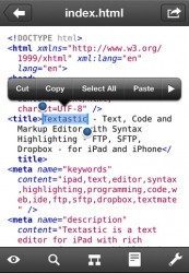 Textastic code bewerken op iPhone