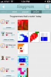 Tinygram vandaag populaire gebruikers