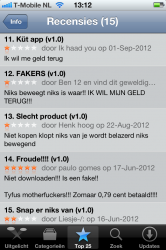 Beoordelingen nep-app Bewegende beelden iPhone App Store