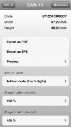 Foobars barcodes generator op iPhone