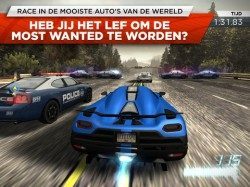 NFS Most Wanted iPad blauwe Koeningsegg