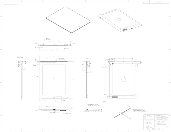 iPad vierde generatie schematische tekening