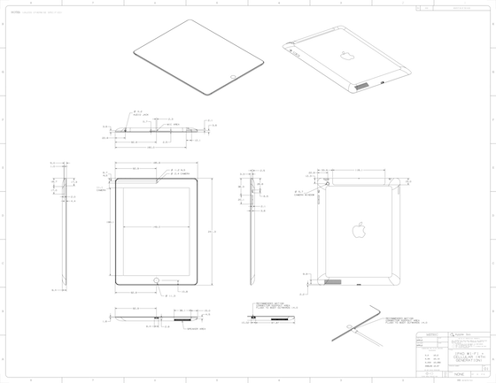 iPad vierde generatie schematische tekening