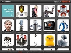 Robots for iPad hoofdmenu