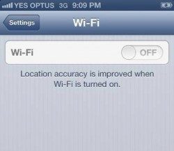 iOS 6 grijze Wi-Fi schakelaar