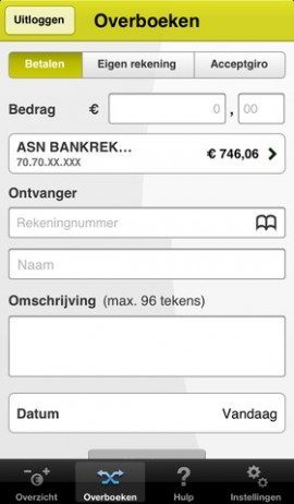 ASN Mobiel Bankieren overschrijven