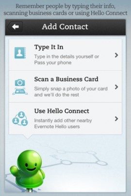 Evernote Hello contact toevoegen